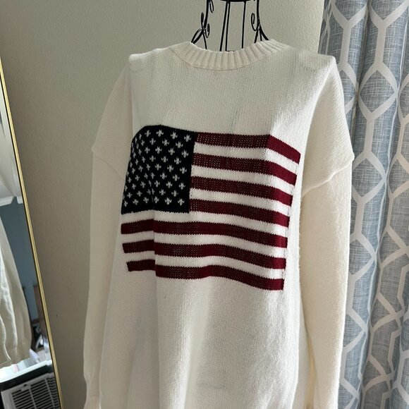 Flag Pattern Ribbed Trim Sweater - Picture 2 of 3